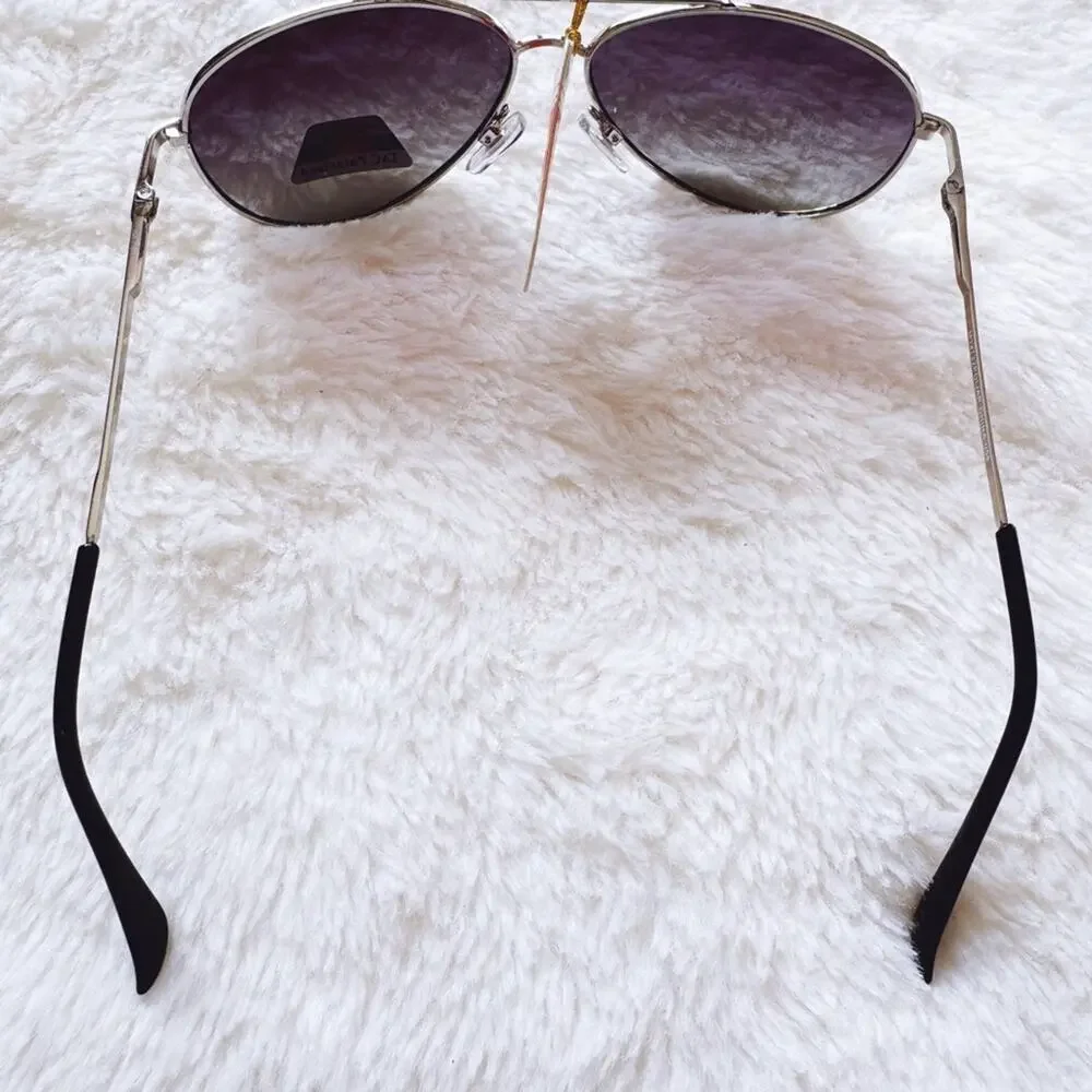 Felix Black W/Silver Rim Polarized Aviator Sunglasses